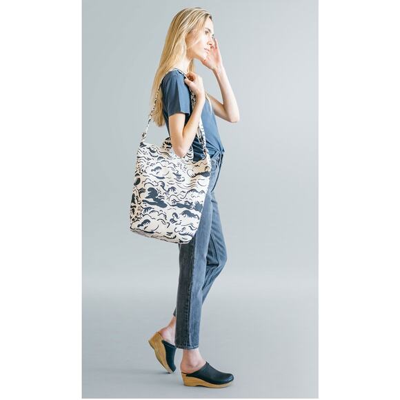BAGGU Handbags - Baggu Cotton Duck Bag Tote Natural Cloud Black Waves Minimalist Collectible Rare